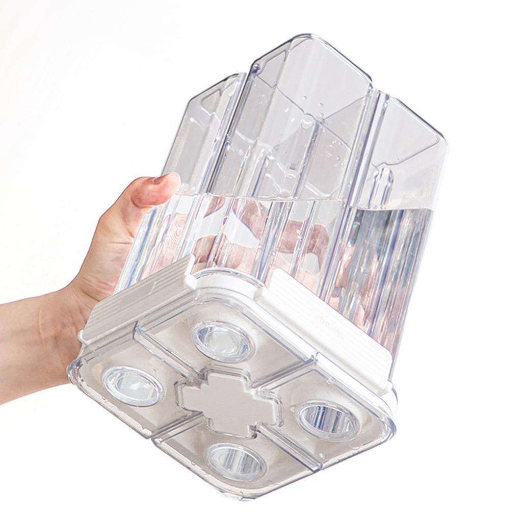 Airtight Cereal Storage Container Large Capacity Compartment Sealed Multigrain Can With Measuring Cup