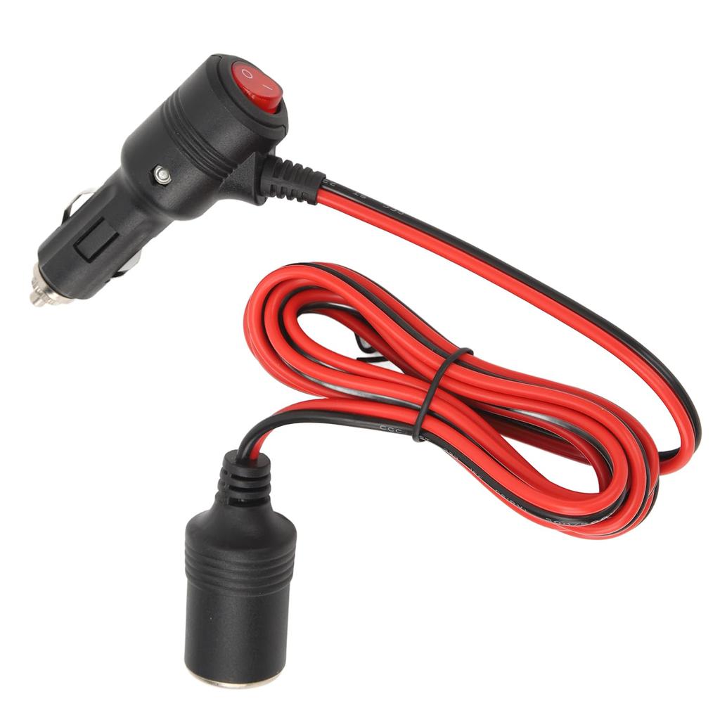 Cigarette Lighter Switch Cigarette Lighter Adapter Plug, -24V Male Female Cable with 15A Fuse,