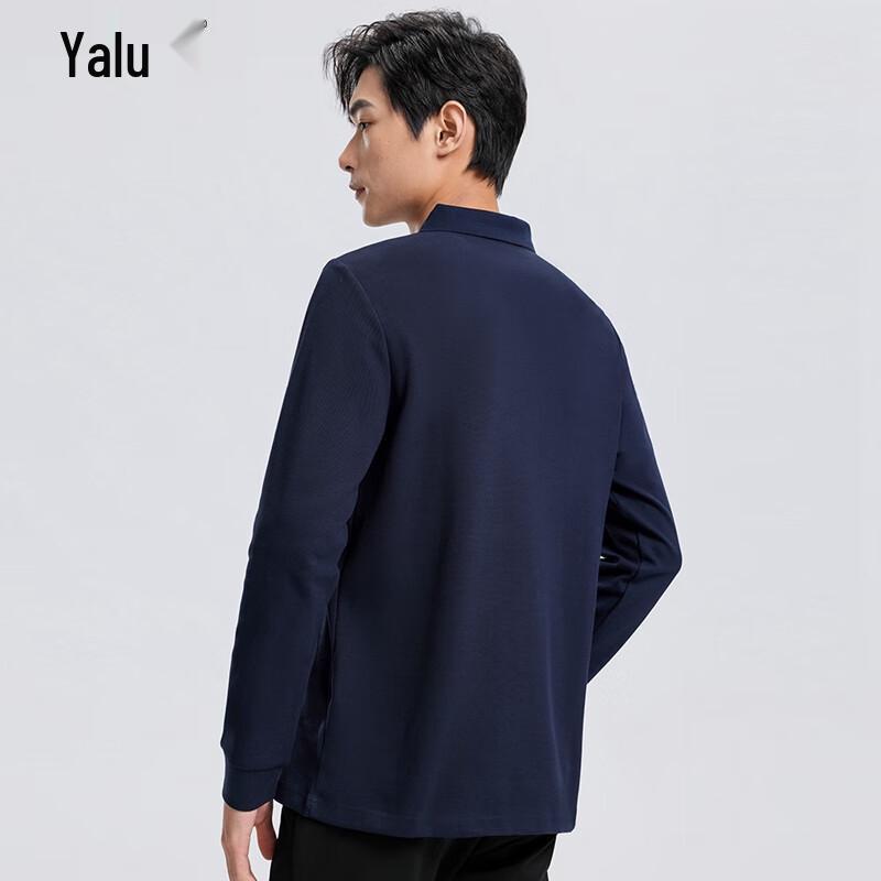 Yalu Herren 100% Baumwolle Langarm Poloshirt