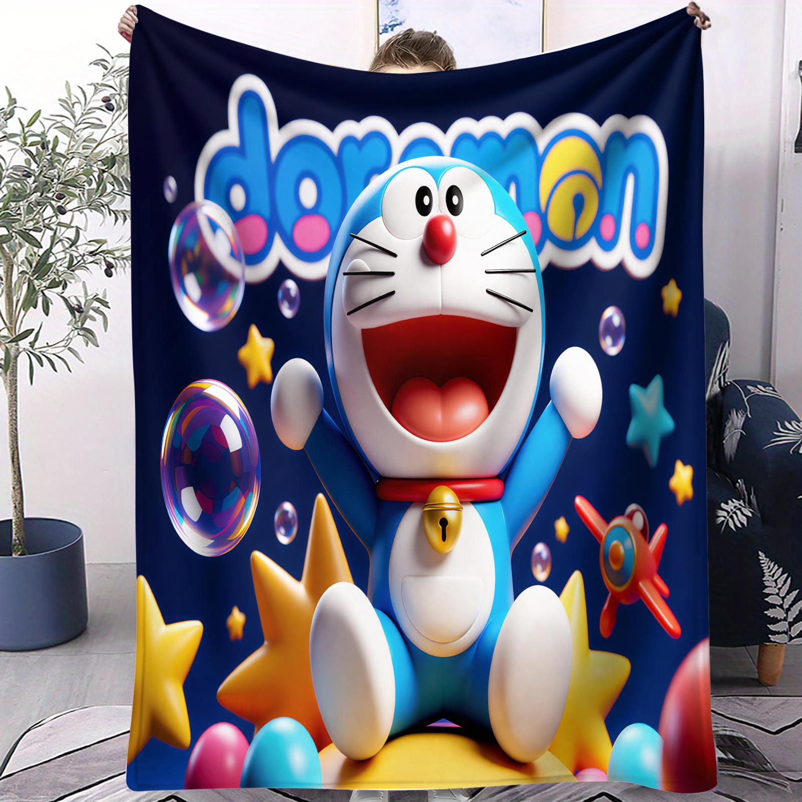 Fan Favorite Doraemon Japanese Anime Small Cover Blanket Plush Anti Pilling Sofa Novelty Warm All Season Children Birthday Gift 70x100cm