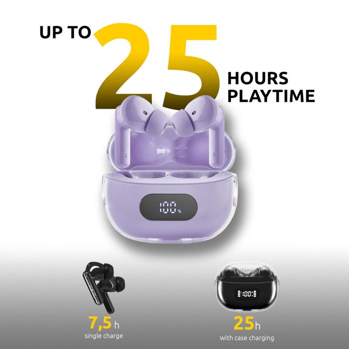 Intenso Buds Plus TWS T313AE Wireless Earbuds with Active Noise Cancellation, ENC, Bluetooth and Up To 25 Hours of Playtime