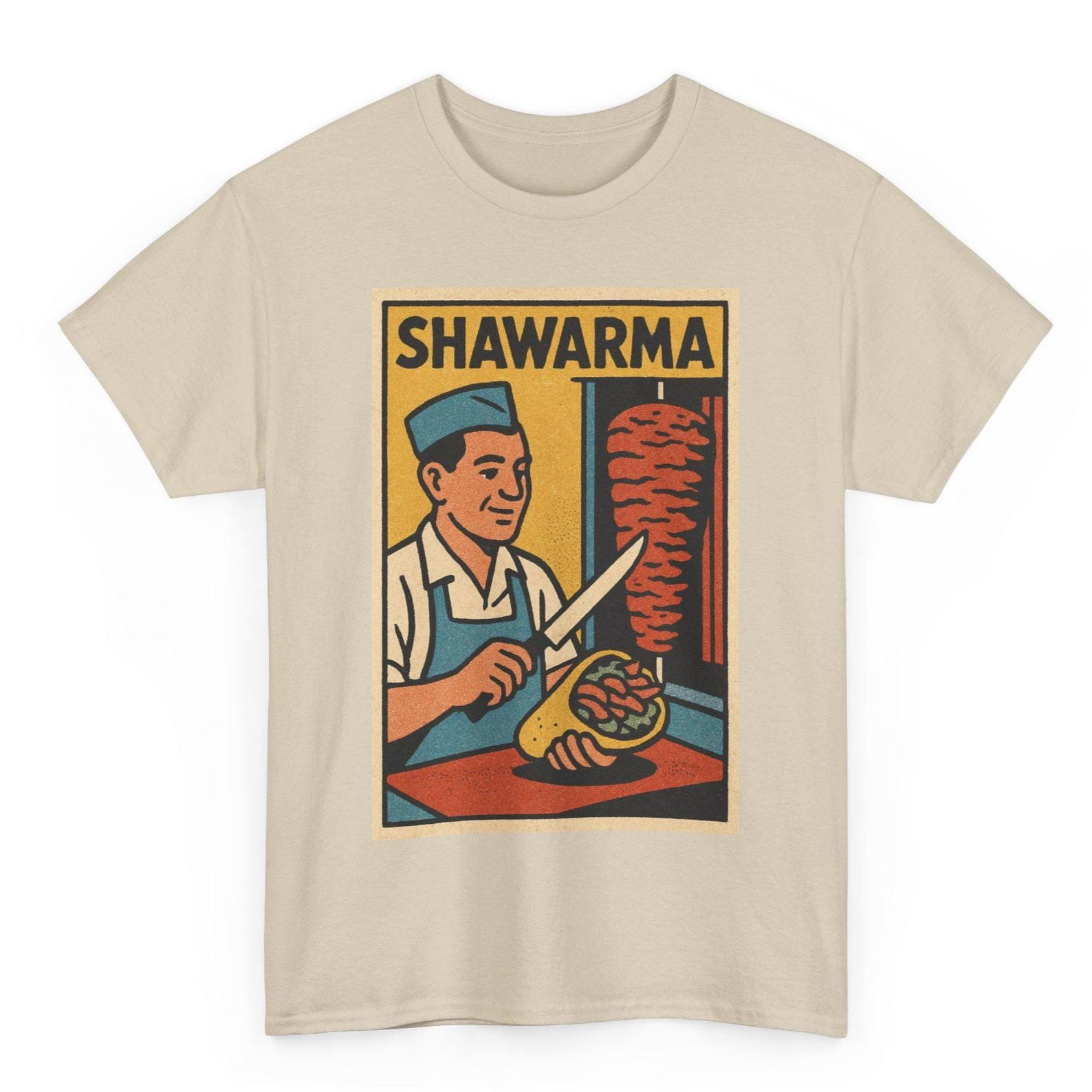 Shawarma T-Shirt: Retro Comic Middle Eastern Foodie Tee XL