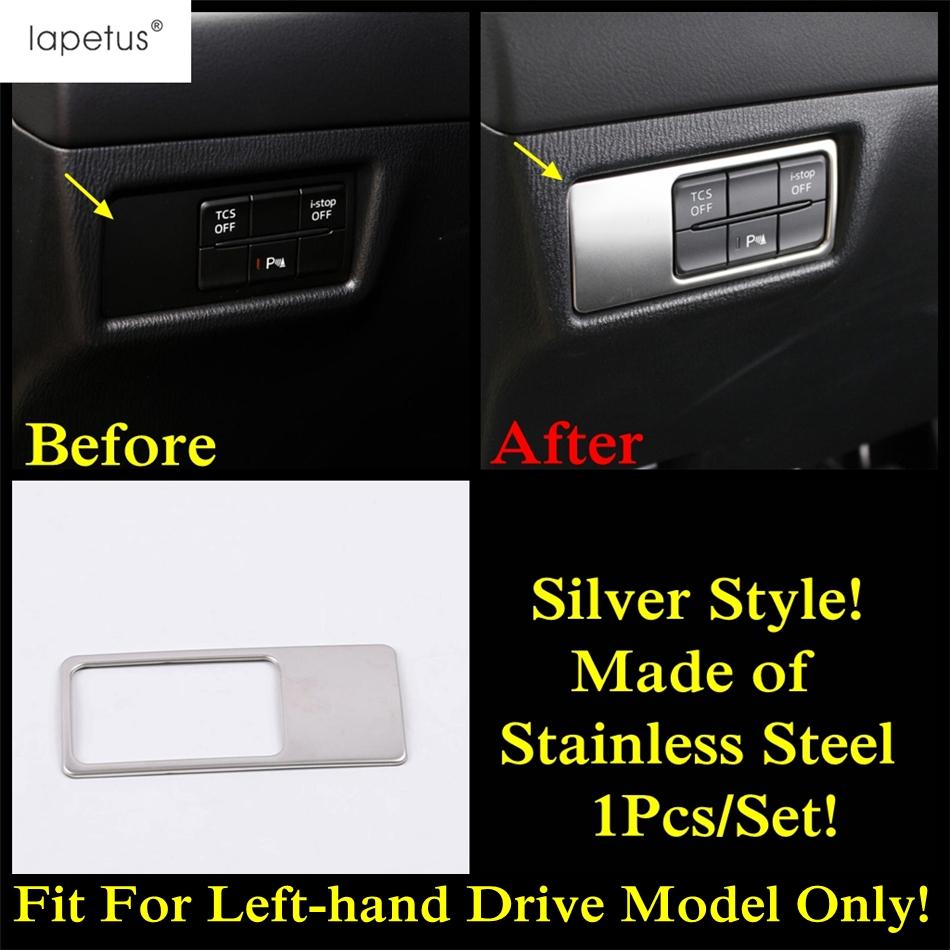 Car Head Light Lamp Switch Button Panel Cover Trim For Mazda CX-5 CX5 2017 - 2024 Silver / Black Metal Interior Accessories