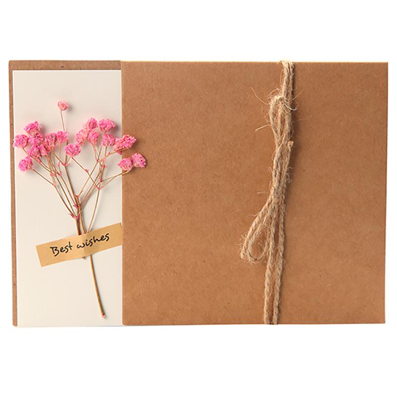 10pcs/Pack Retro Eternal Flower Kraft Paper Cards, Holiday Cards, Birthday Cards