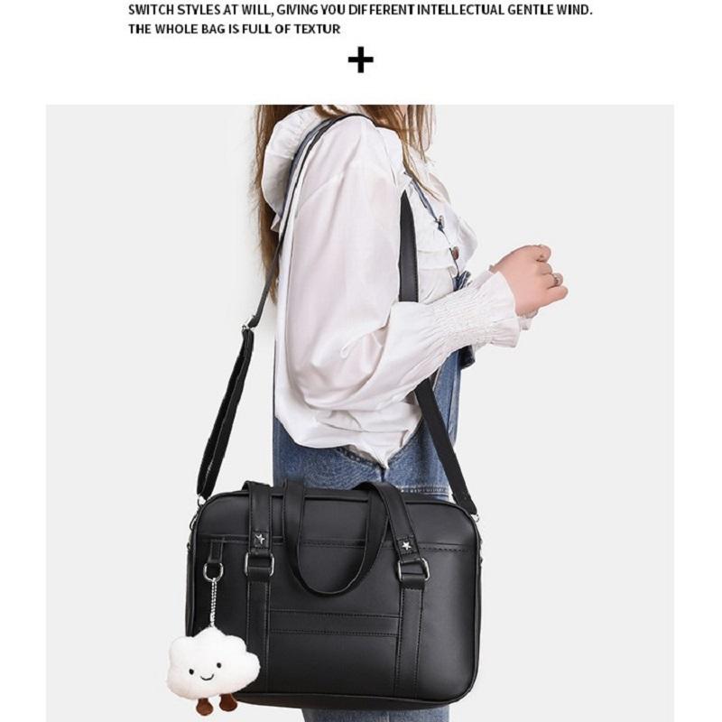 Fashi Japanese Style jk Uniform Bag girl shoulder Bag Women's Skew Straddle Commuter Bag Female PU Leather Minimalist handbag