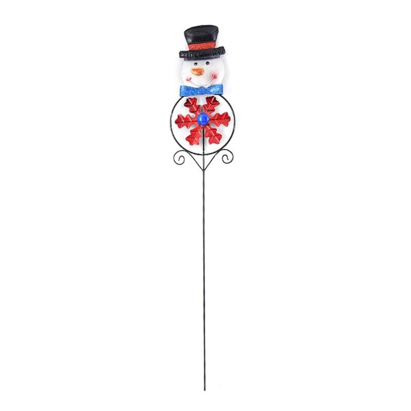 Christmas Metal Stake with Windmill Snowman Santa Garden Decor for Outdoor Decorations Yard Lawn Pathway Driveway Sign