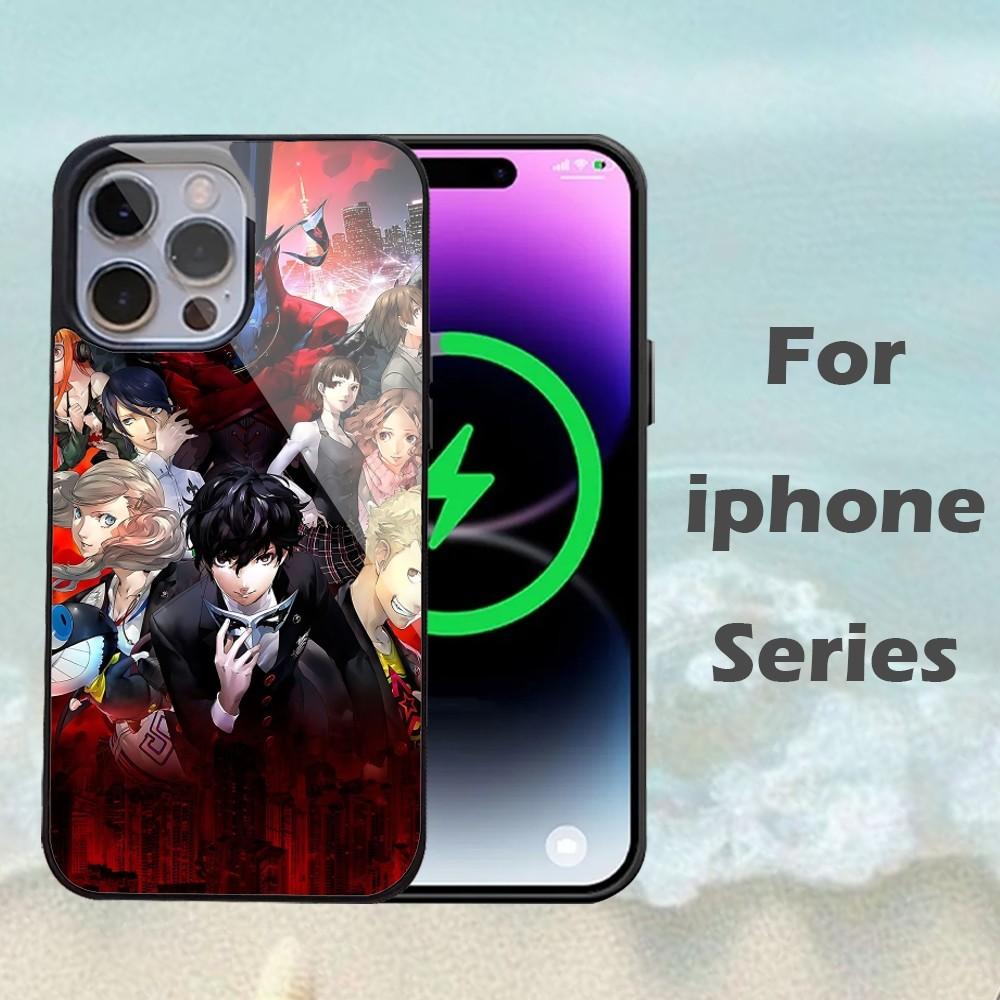 P-Persona 5 Anime Phone Case For IPhone 16 15 14 13 Pro Max 11 12 Mini Alex Mirror For Magsafe Wireless Charging Cover