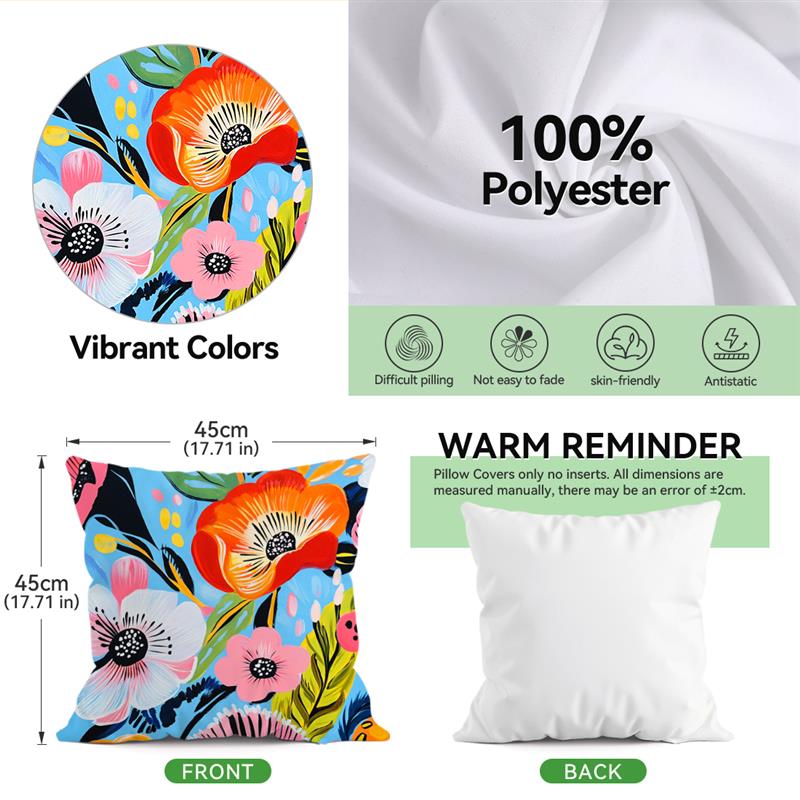 Federa per Cuscino Fiore Colorato Giungla Tropicale Copricuscino Decorativo Pianta Astratta Arredamento Casa Cuscini Divano Letto Cojin