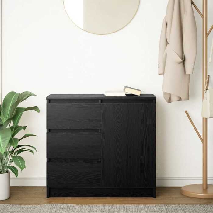 VidaXL Buffet with Drawer Black Oak 71x35x65 Cm Engineered Wood, Storage Furniture, Buffet, Entryway Furniture, Furniture 861572