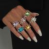 Adjustable Rhinestone Open Ring Colorful Knuckle Ring Trendy Y2K Stackable Ring  Women Girls