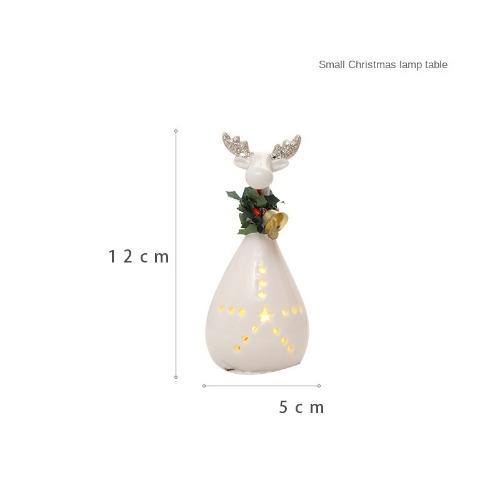 LED Light-up Decor for Christmas, Mini Ceramic Snowman Santa Reindeer Ornament