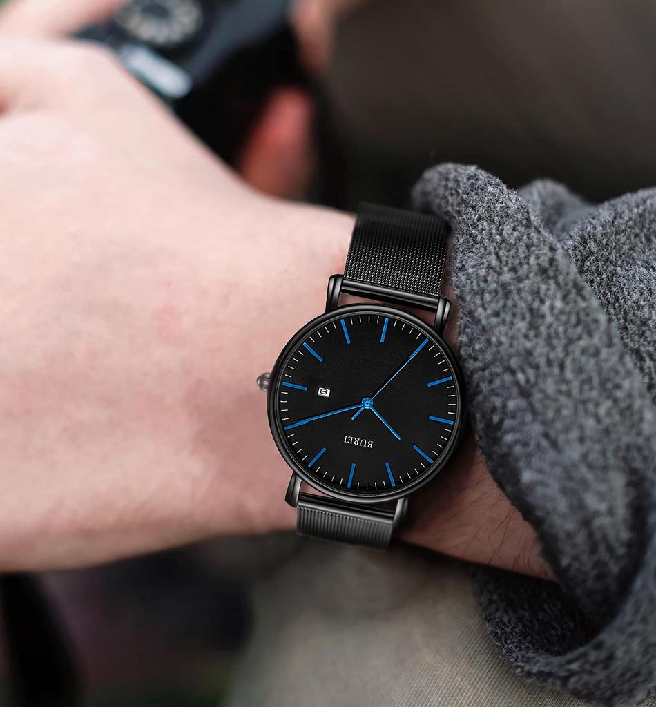 Watch Simple Waterproof Analog Popular Watch Brand Stylish Milanese Mesh Belt W14 Watch [BUREI] Men's Men's