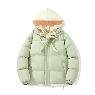 Qisenwei Zimní Streetwear Bavlněná Bunda Faux Dvoudílná – Větruodolná Voděodolná Mladistvá Puffer Bunda