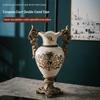 Vintage European Double-Handled Trophy Floor Vase – Retro Ceramic Decor