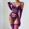 Ellolace Purple Erotic Lingerie Complete Sexy Outfits Sissy G-String Thongs Lace Sex Costume Stockings Fantasy Adult Babydoll