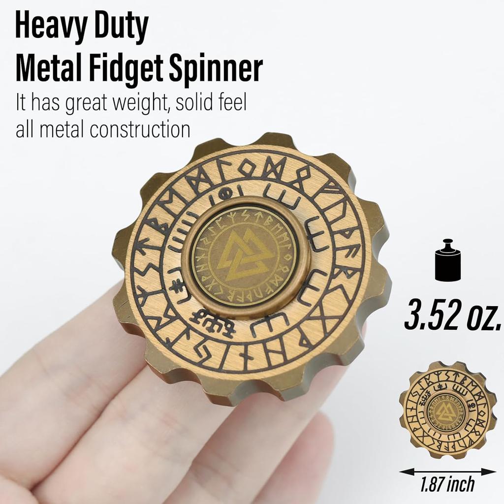 Viking Pirate Fidget Spinners for Adults, Heavy Metal Figette Spin, Premium Bearing, Silent Long Spinning, Small Gossip Desgin, Stainless Steel