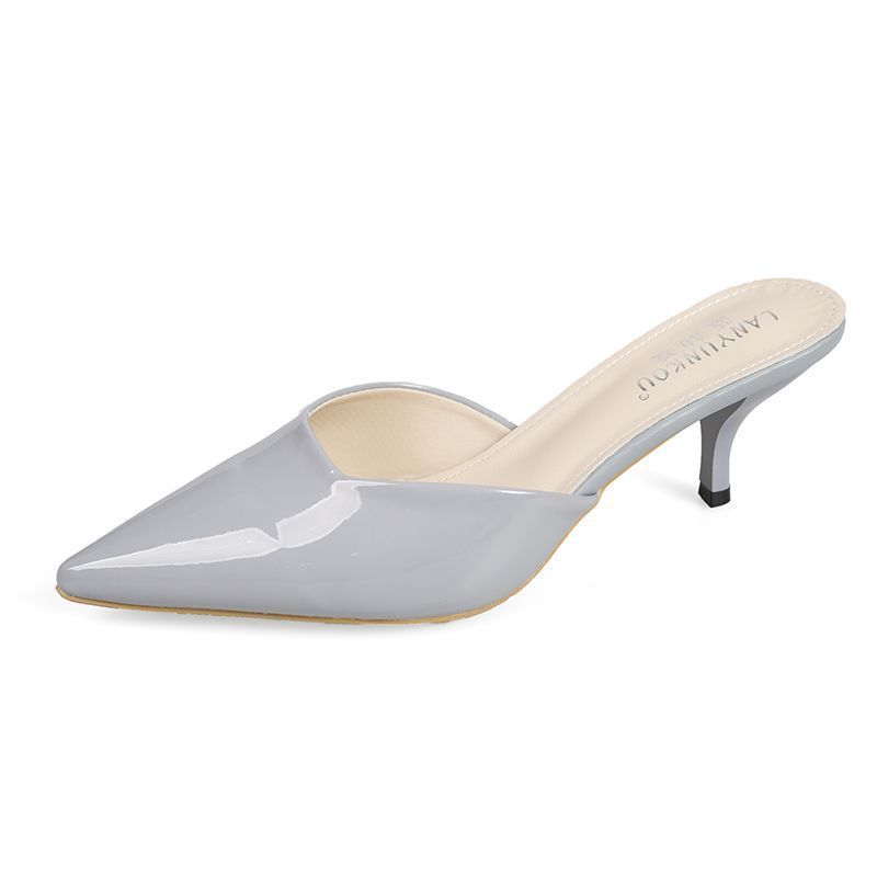 

Баотоу полушлепанцы женские летние заостренный носок толстый каблук высокий каблук мелкий вырез модные универсальные удобные Мюли прохладные шлепанцы тренд 40