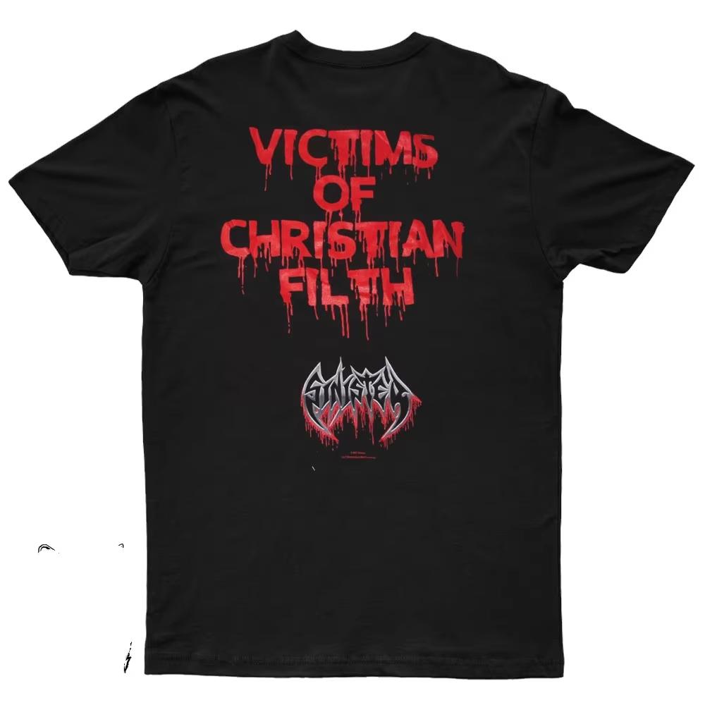 2025 New SINISTER BASTARD SAINTS Printed Unisex Street Fashion Trend Short Sleeved Pure Cotton Round Neck