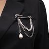 Hip Hop Trendy Imitation Pearl Tassel Chain Brooches Punk Style Paper Clip Pants Chain Accessory For Men Women