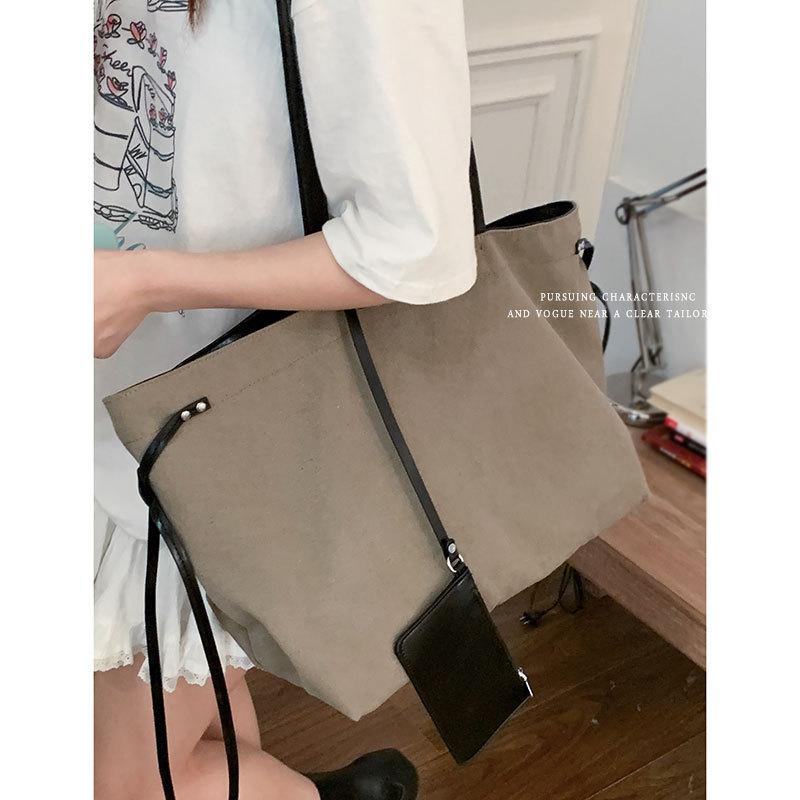 Casual Retro Large-capacity Canvas Bag Women's 2025 New Simple Tote Bag Shoulder Portable Commuter Bag