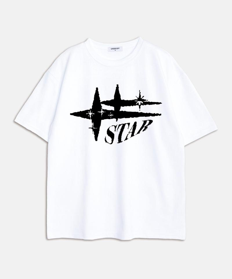 Under Off Oversized Crew Neck Twinkle Star Short Sleeve T-Shirt White White/L