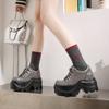 Mode 8cm Keilabsatz Dicke Sohle Mode Punk Schuhe Frau Mode Schwarze Gothic Stiefel Frauen Damen Hohe Plateau Flats Herbst 2025