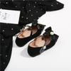 2024 Autumn Girls Shoes Sweet Pearl Princess Casual Leather Shoes Shallow Mary Janes Soft Black Bow Kids Shoes Dress Party Flats