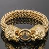 Cool Lion Head Bracelet for Men Figaro Link Chain Mens Cuff Bracelets Heavy Solid Stainless Steel Male Jewelry Bangles