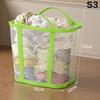 Nylon Mesh Laundry Basket With Handle Breathable Folding Portable Dirty Clothes Organizer Bags Large Capacity Toys Storage Bag