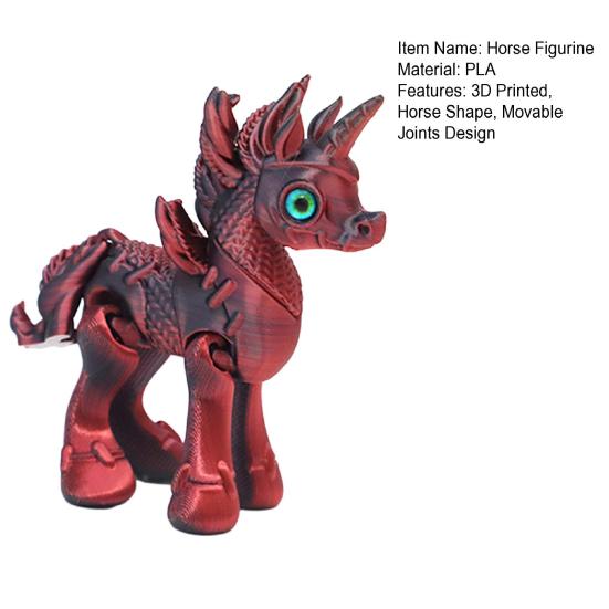 Movable Joints Pony Figurine Stress Relief Fidget Toy 3D Printed Horse Statue Educational Animal Model Desktop Decoration Ornament
