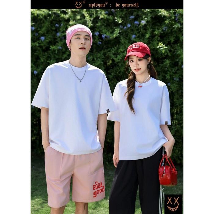 [Uptoyou] T-Shirt Men's Short Sleeve Summer Cool Contact Heavyweight Big Silhouette One Point Non-See-Through Large Size Sweat-Absorbing