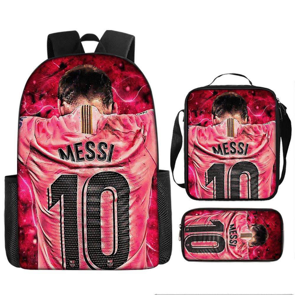 Football Schoolbag Three-Piece Backpack Pencil Bag Satchel Package Primary And Secondary School Students Schoolbag