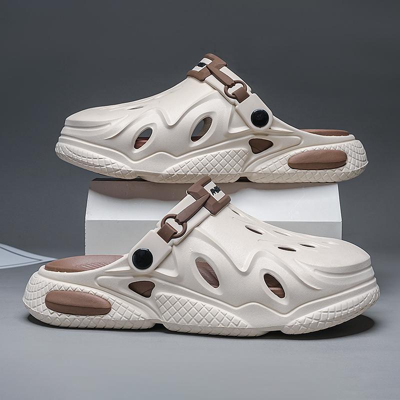 Fashion Summer Beach Men Sandals Breathable Men Casual Shoe Hole Shoes Light Clogs Home Garden Outdoor Male Flat Slippers Big Size 38-47