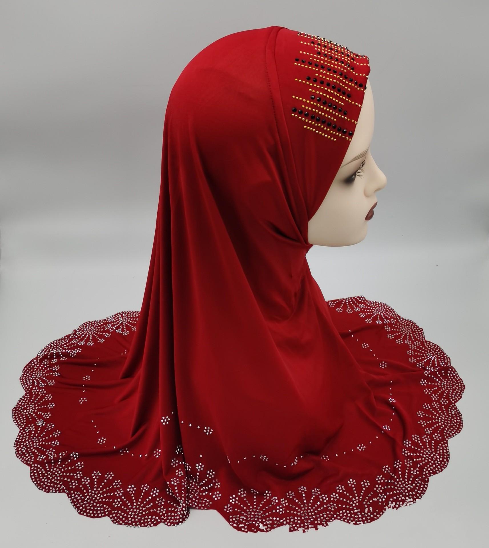 

Роскошный женский тюрбан со стразами, мусульманский исламский хиджаб, головной платок, готовые к носке шали, химар, повязка на голову, молитвенная шапочка, головной убор Малайзия красный