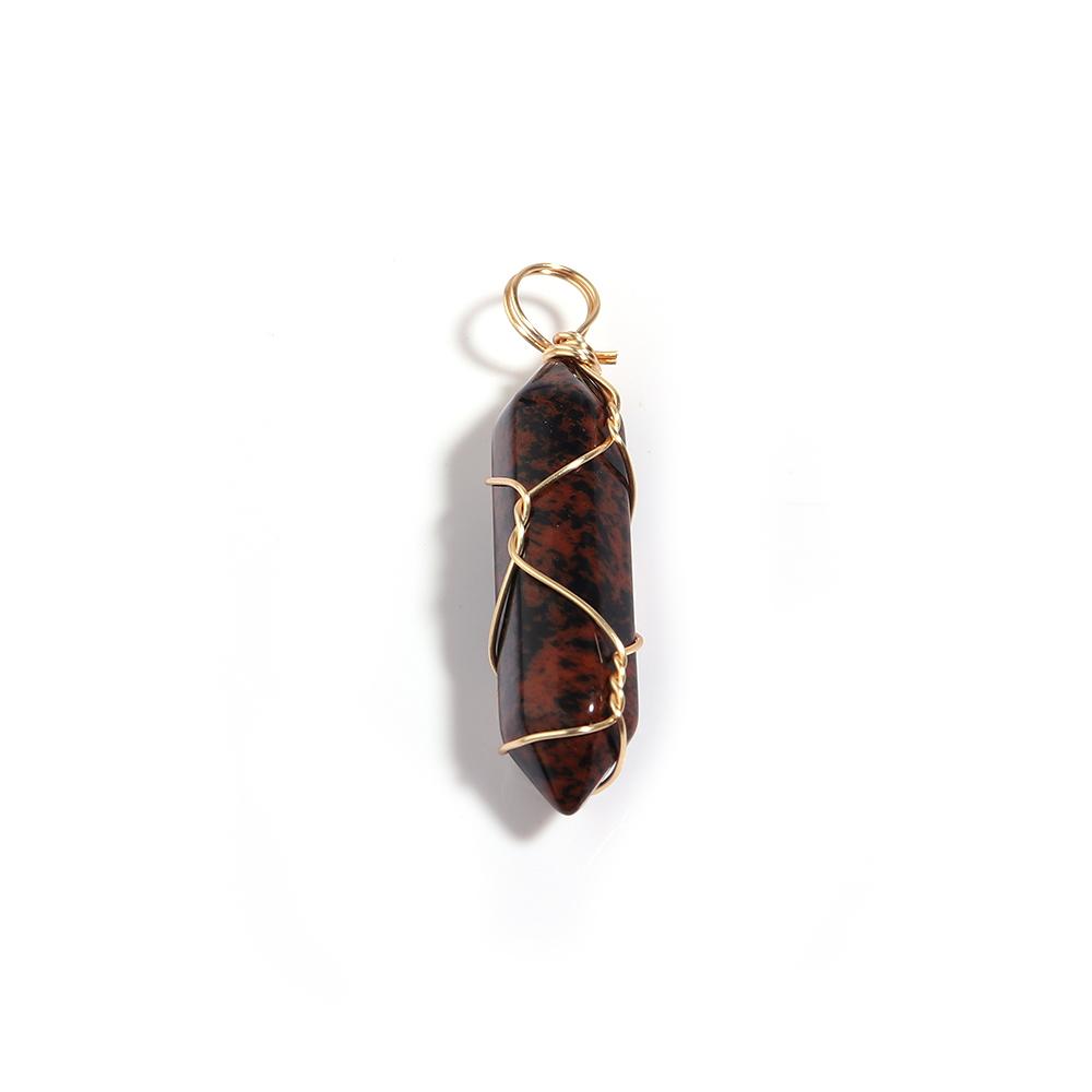 1 Pc Natural Stone Charms 40mm Color Bullet Shaped Handmade Gold Wire Pendants for DIY Necklace Gifts Jewelry Making Accessories
