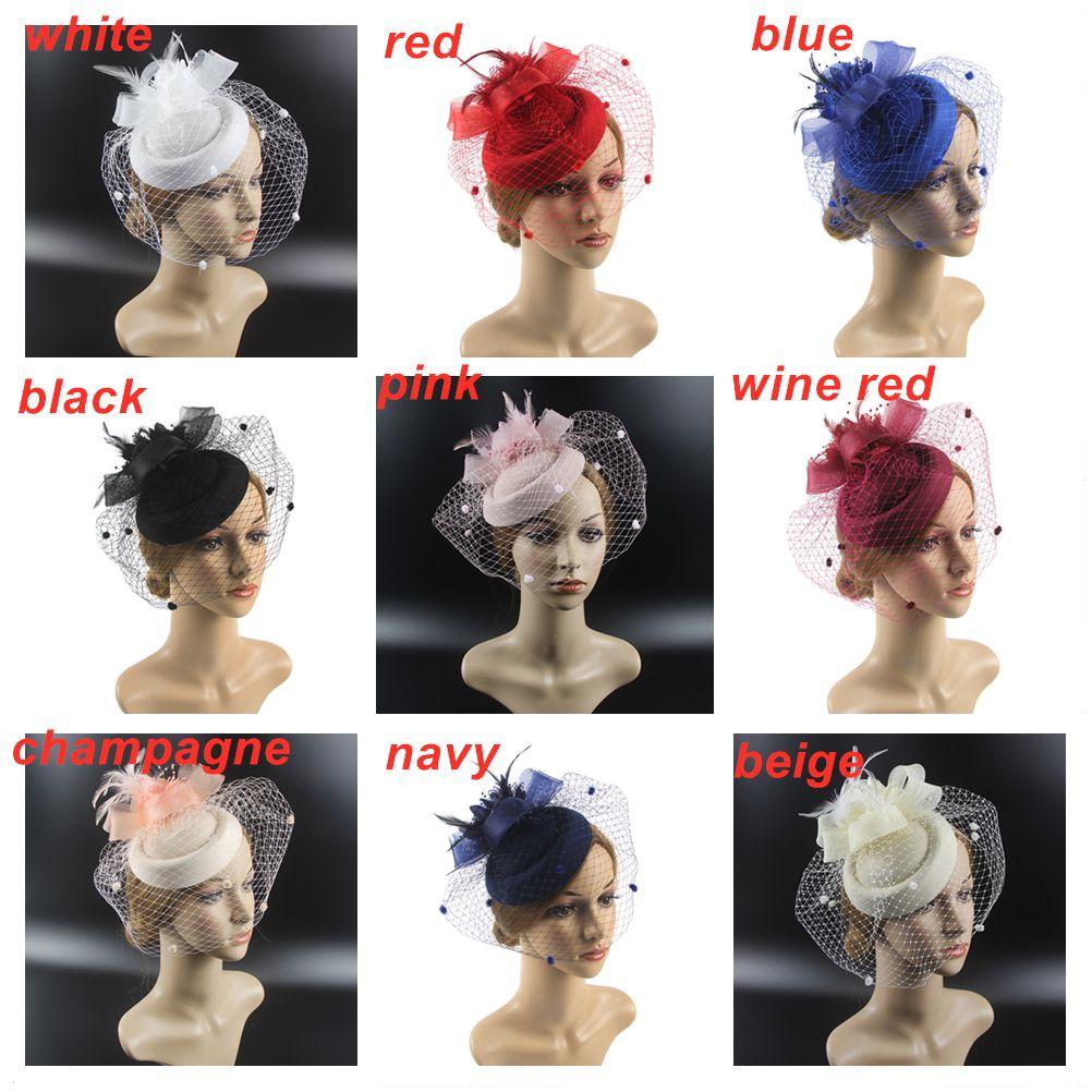 Retro Fascinators Hat Women Flower Mesh Sinamay Feathers Fedoras Hat Headband Hair Clip Cocktail Tea Party Headwewar
