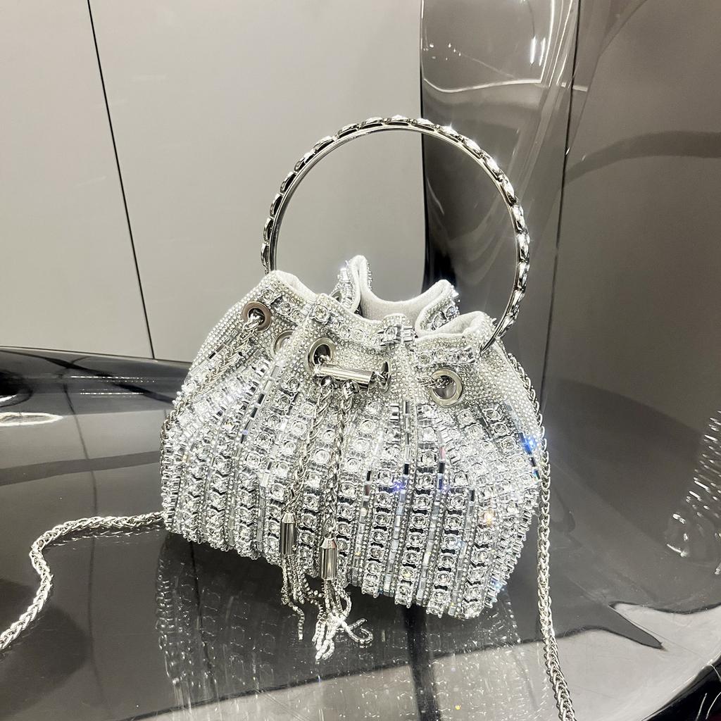 Luxury Designer Purses and Handbags Bags for Women Bucket Clutch Purse Evening Banquet Bag Crystal Rhinestone Shoulder Bag