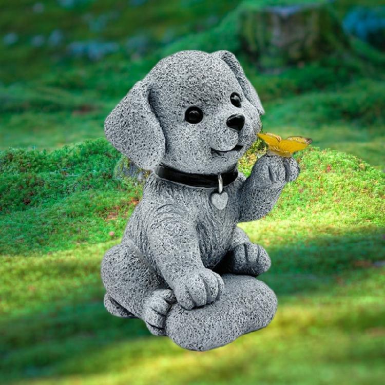 Dog Figurine Butterfly Dog Solar Garden Statue for Patio Balcony Yard Lawn Garden Light Housewarming Gift for Garden