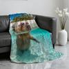 Capybara summer swimming Blanket Soft Throw Blanket for Home Bedroom Bed Sofa Picnic Travel Office Rest Cover Blanket Gift