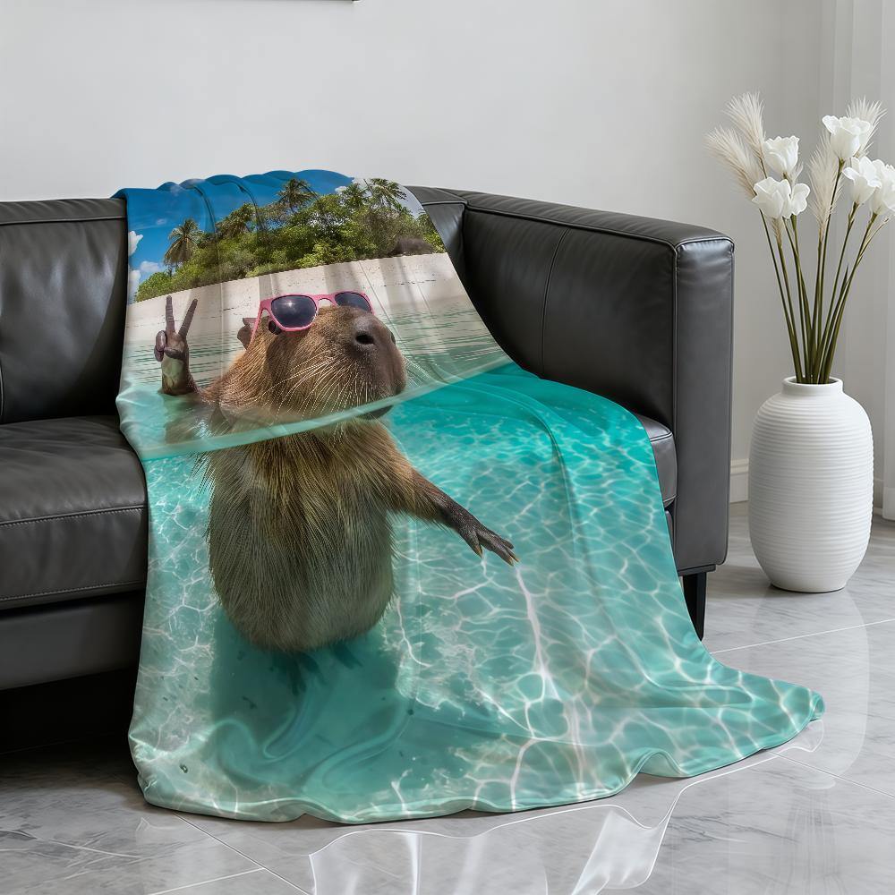 Capybara summer swimming Blanket Soft Throw Blanket for Home Bedroom Bed Sofa Picnic Travel Office Rest Cover Blanket Gift