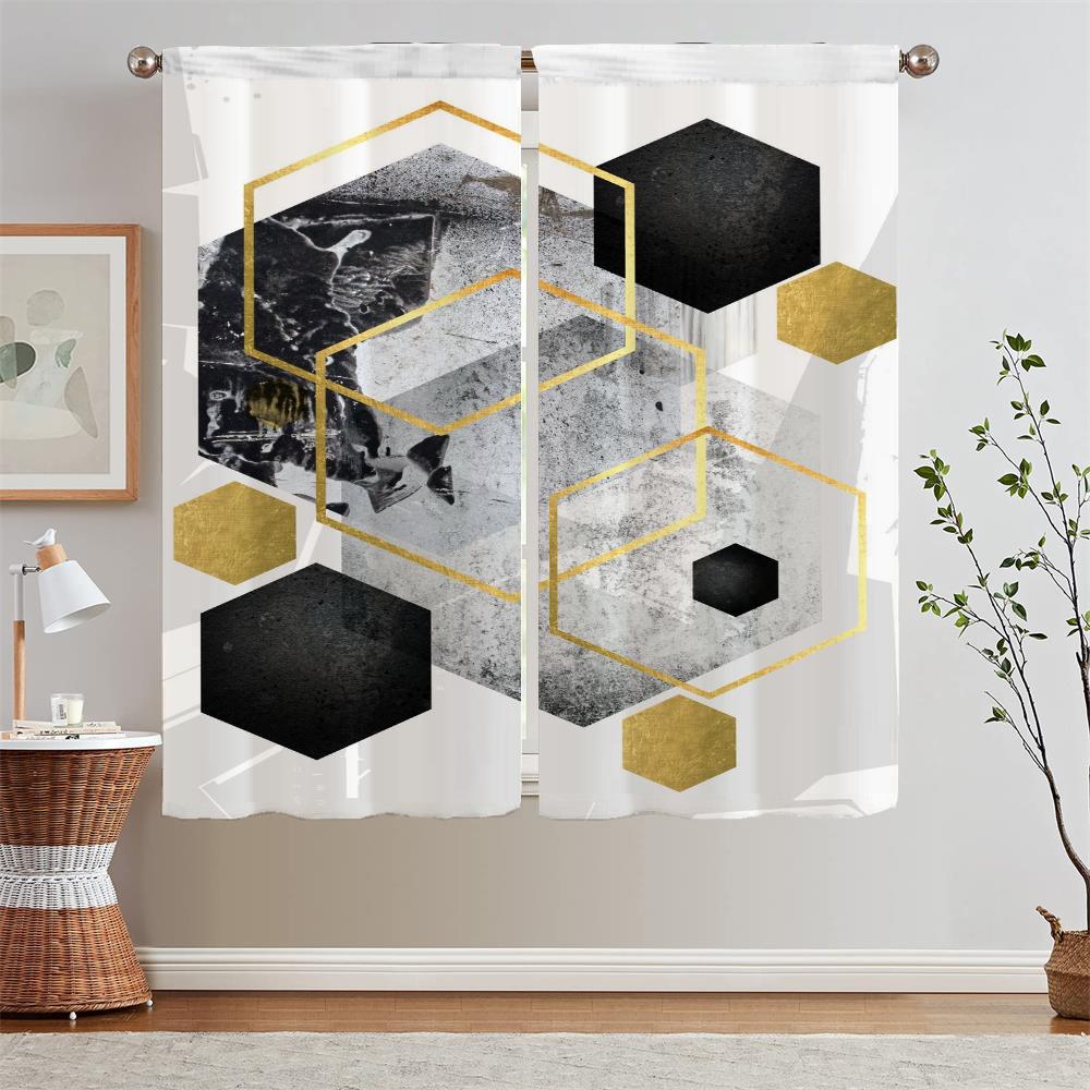 

Geometric Prismatic Lattice Living Room Curtain Tiebacks Blackout Curtains for Camera Ready Curtains Cheap Bedroom Decoration W50xH70cmx2pcs-CL