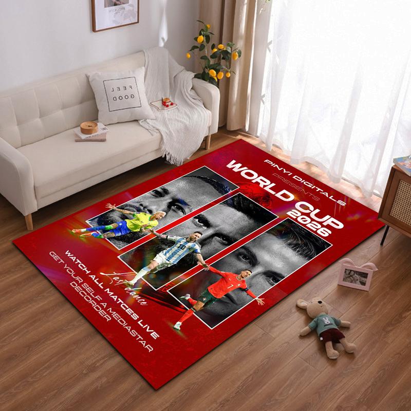 World Cup 2026 Soccer Stars Design Rug Non-slip Rug Suitable for Living Room and Bedroom Sofas.