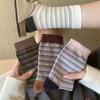 Color-blocking Striped Socks, Women's Mid-calf Socks, Trendy Pile Socks, Artistic and Retro Pure Cotton Long Socks