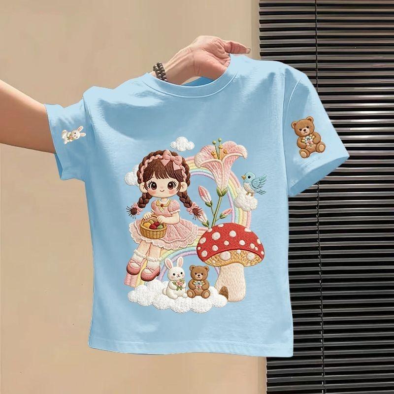 4-11T Summer Child Kids Girls Fashion Cute Cartoon Short Sleeve T Shirt