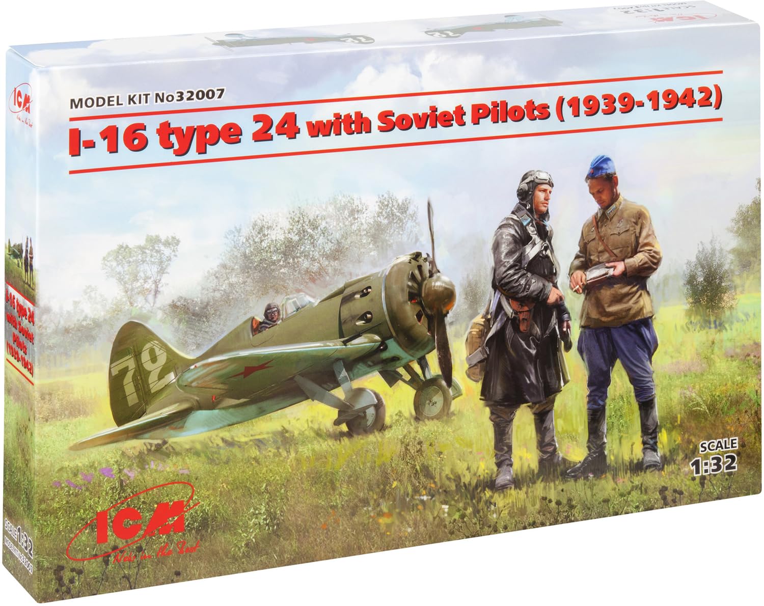 

ICM scale Soviet Air Force Polikarpov Type 24 with Soviet Pilots Plastic Model Kit 1/32 I-16 (1939-1942) (32007)