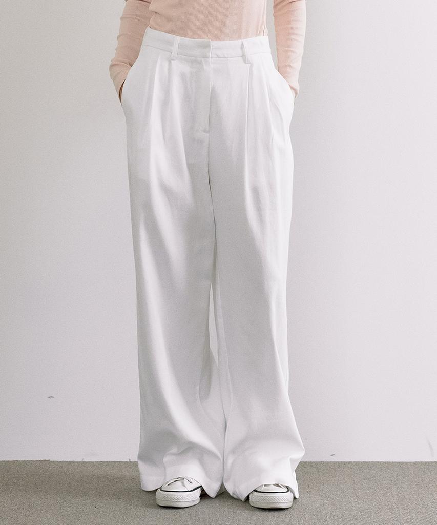 LAMINEZ Fair Wide Two-Pleat Pants - Ivory