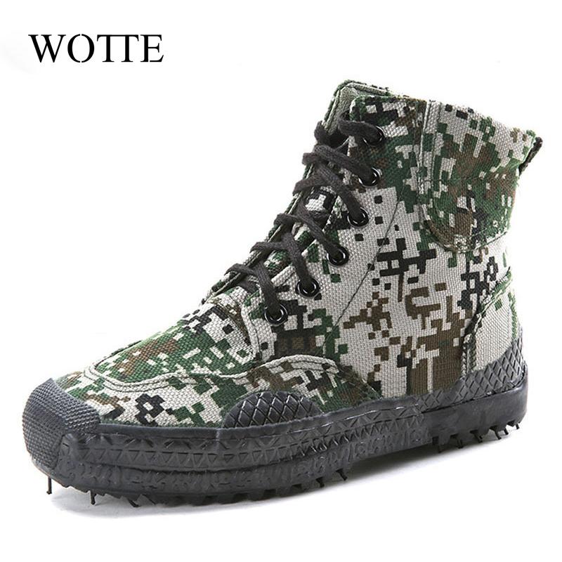 WOTTE Herren Canvas Schuhe High Top Stiefeletten Militärisch Taktische Herrenstiefel Herren Sneaker Alle Jahreszeiten Herren Damen Freizeitschuhe
