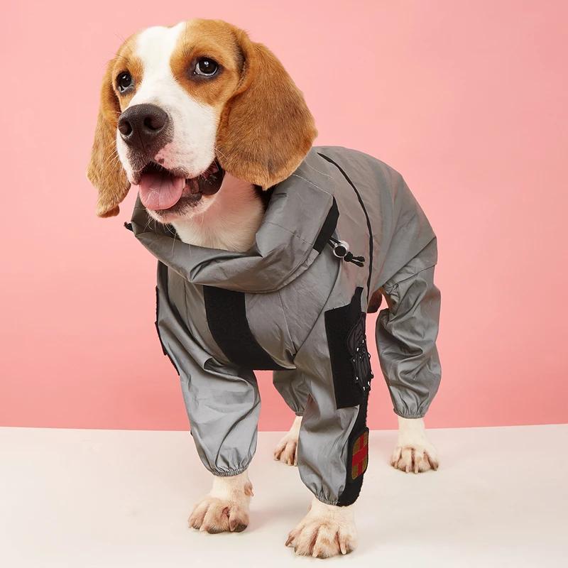 Waterproof Outdoor Large Dog Raincoat Reflective Sunscreen Jacket Pet Hoodie Medium-Large Size Clothes Raincoat Jumpsuit
