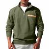 Men's Outerwear, Half Zipper Stand Up Collar With Fleece, Heavy-duty Sweatshirt With Patch Pockets