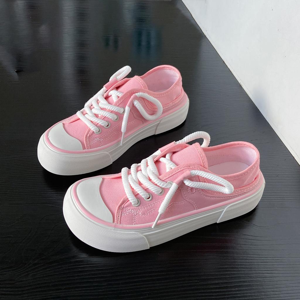 Milchähnliche und hässlich-süße Canvas-Schuhe mit breiter Zehenbox und dicker Sohle für Damen 2024 Neu Nische Original Mango-Kopf mit Rock Weiße Schuhe